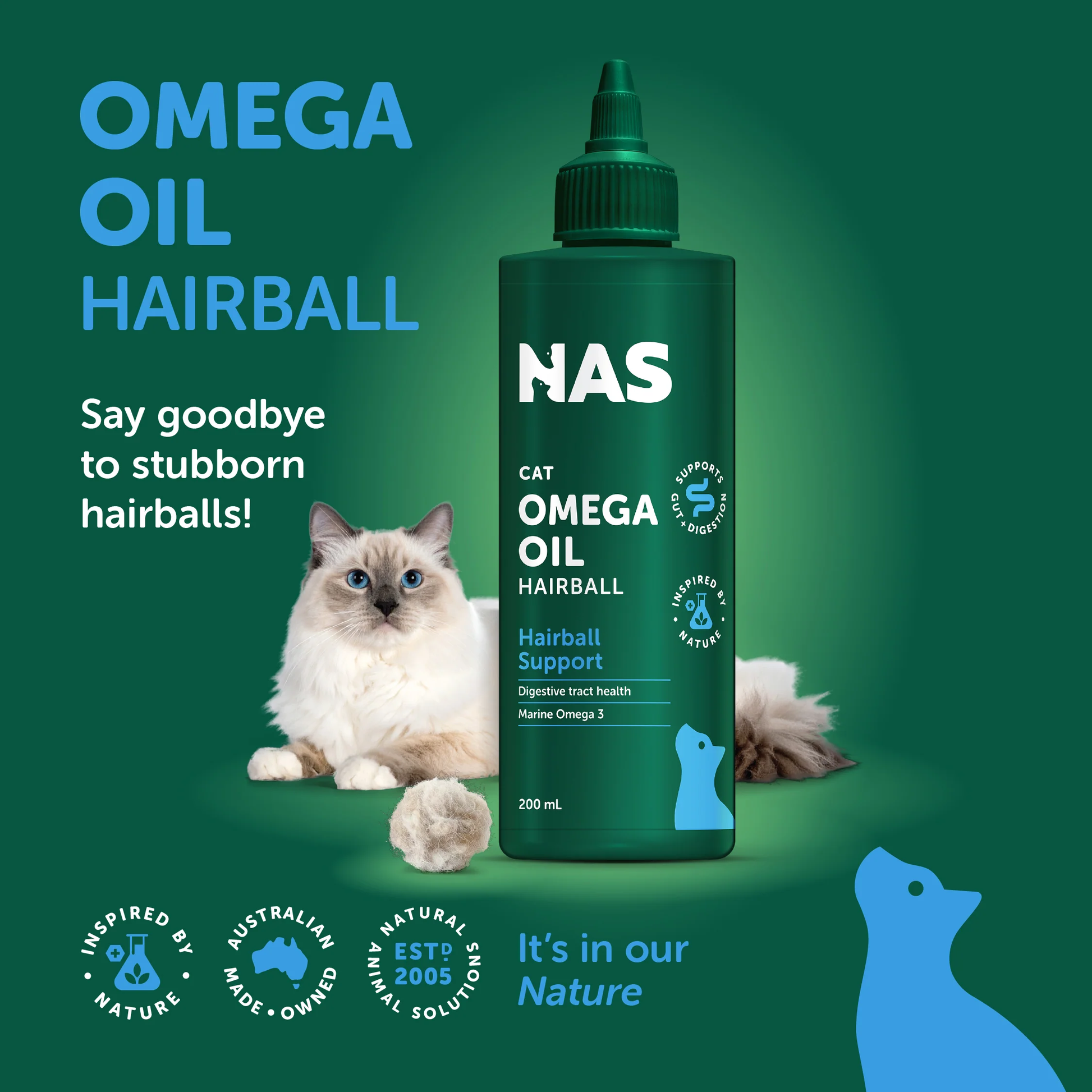 Natural Animal Solutions NAS Omega Oil - Cat Hairball 200ml