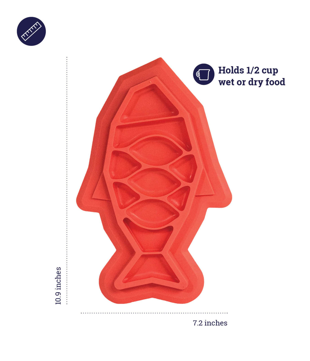 Outward Hound Cat Fishie Fun Feed Mat Cat Slow Feeder - Pink