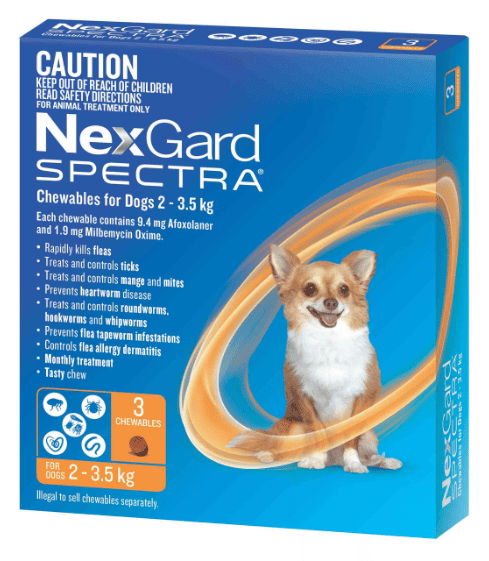NexGard Spectra Dog XS 2-3.5kg Orange 3Pk