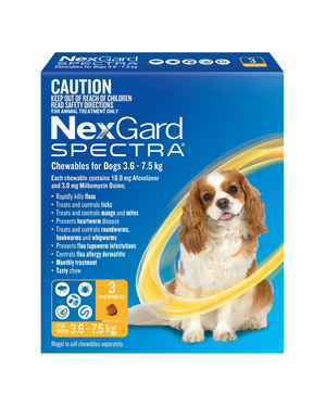 NexGard Spectra Dog Small 3.6-7.5kg Yellow