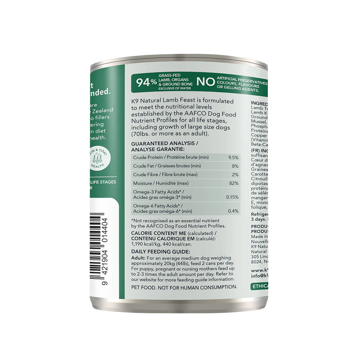 K9 Natural Lamb Feast Canned Dog Food