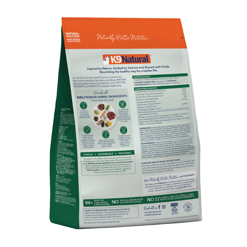 K9 Natural Lamb Feast Freeze-Dried Dog Food