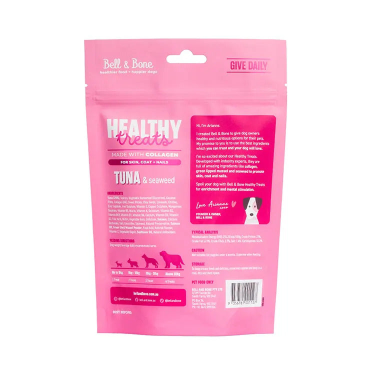 Bell and Bone Dog Healthy Treats: Tuna & Seaweed for Skin, Coat and Nails 130G