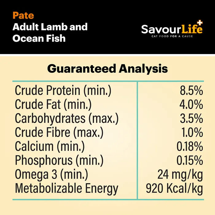 Savourlife Lamb and Ocean Fish Adult Cat Wet Food 85G 12 Pack