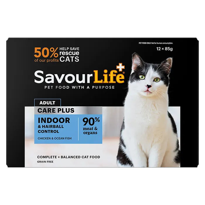 Savourlife Indoor and Hairball Control Wet Cat Food 85G 12 Pack
