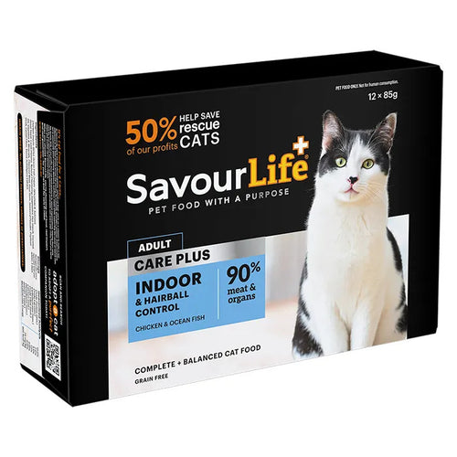Savourlife Indoor and Hairball Control Wet Cat Food 85G 12 Pack