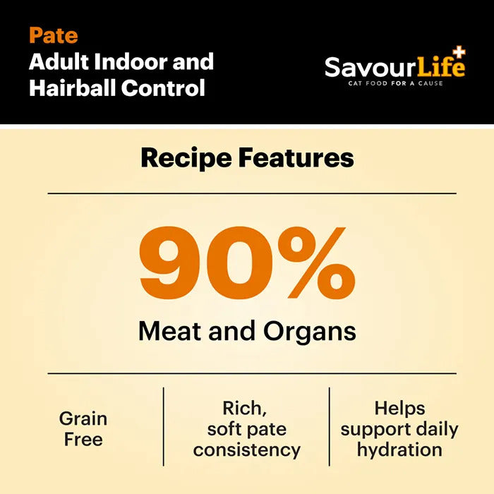 Savourlife Indoor and Hairball Control Wet Cat Food 85G 12 Pack