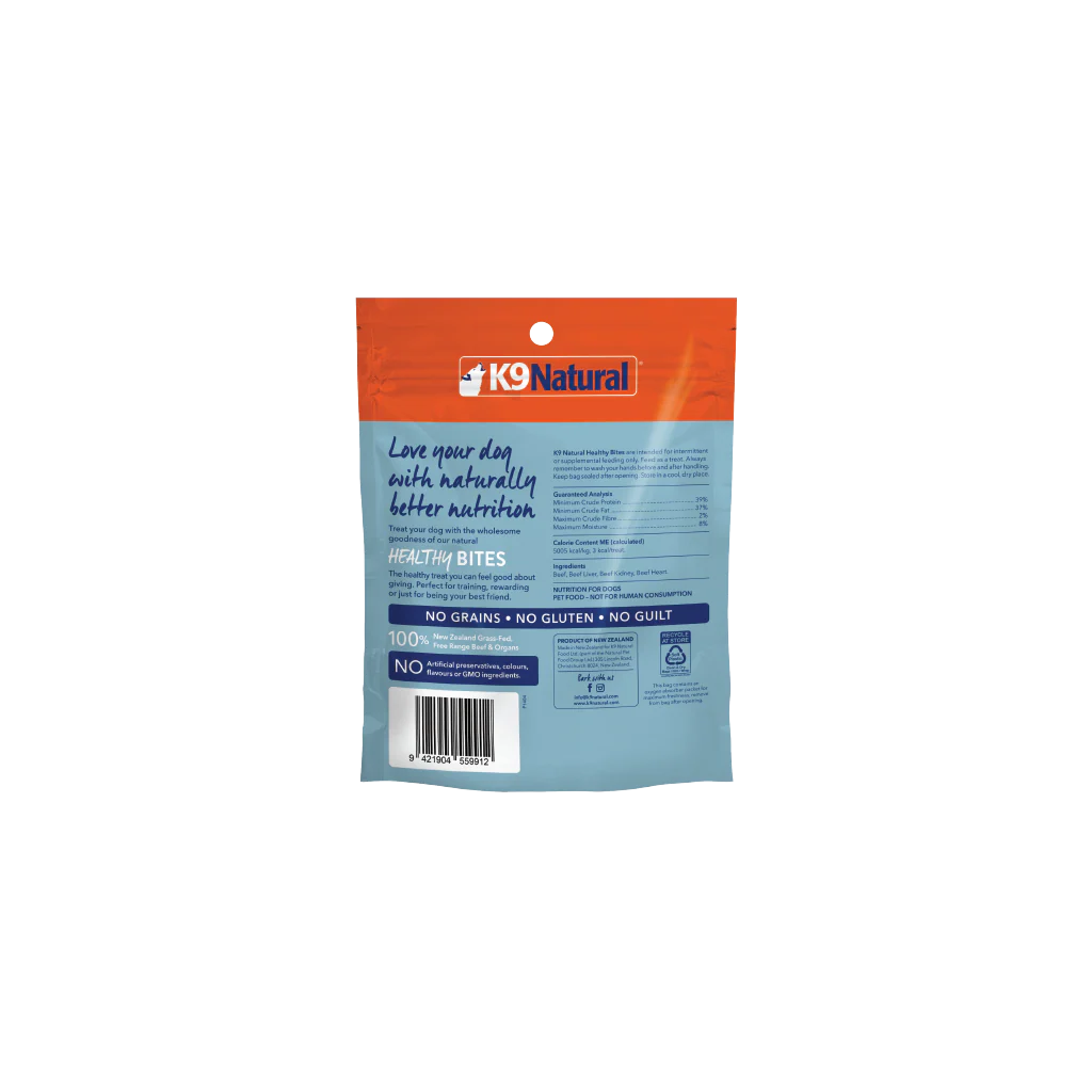 K9 Natural Grain Free Freeze Dried Beef Healthy Bites Dog Treats
