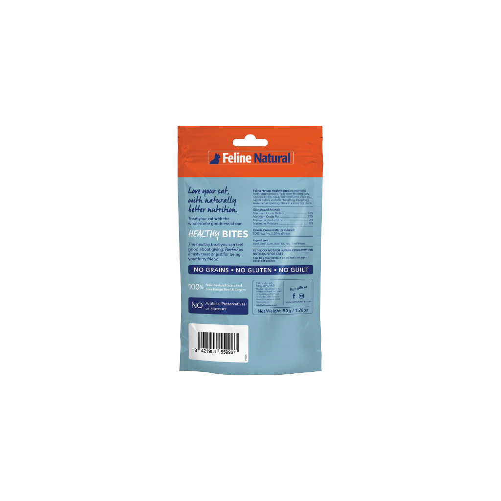 Feline Natural Beef Healthy Bites Cat Treats 50G
