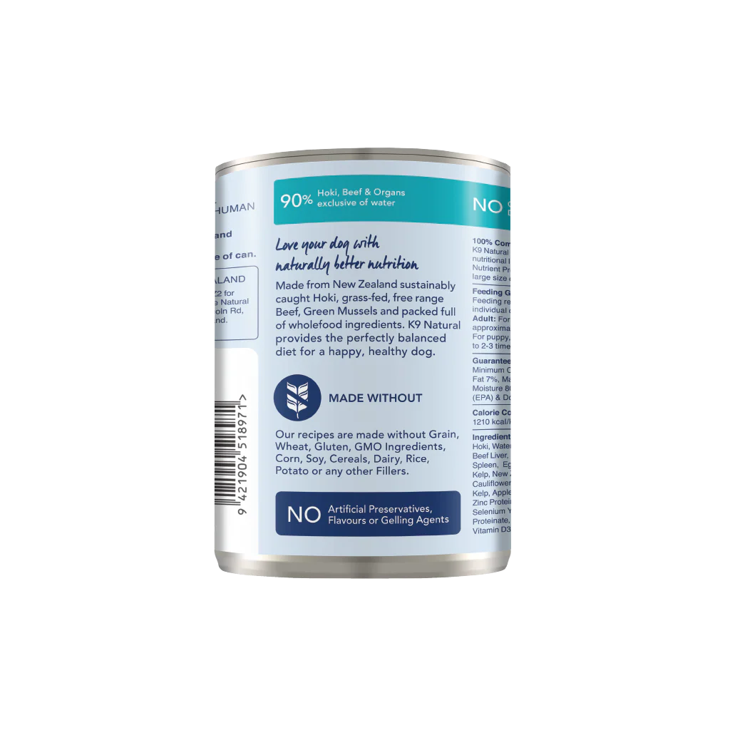 K9 Natural Hoki & Beef Feast Canned Dog Food