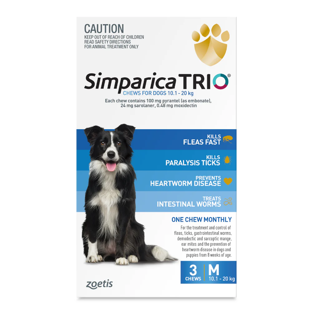 Simparica Trio 10.1 - 20 kg For Medium Dog Health Blue