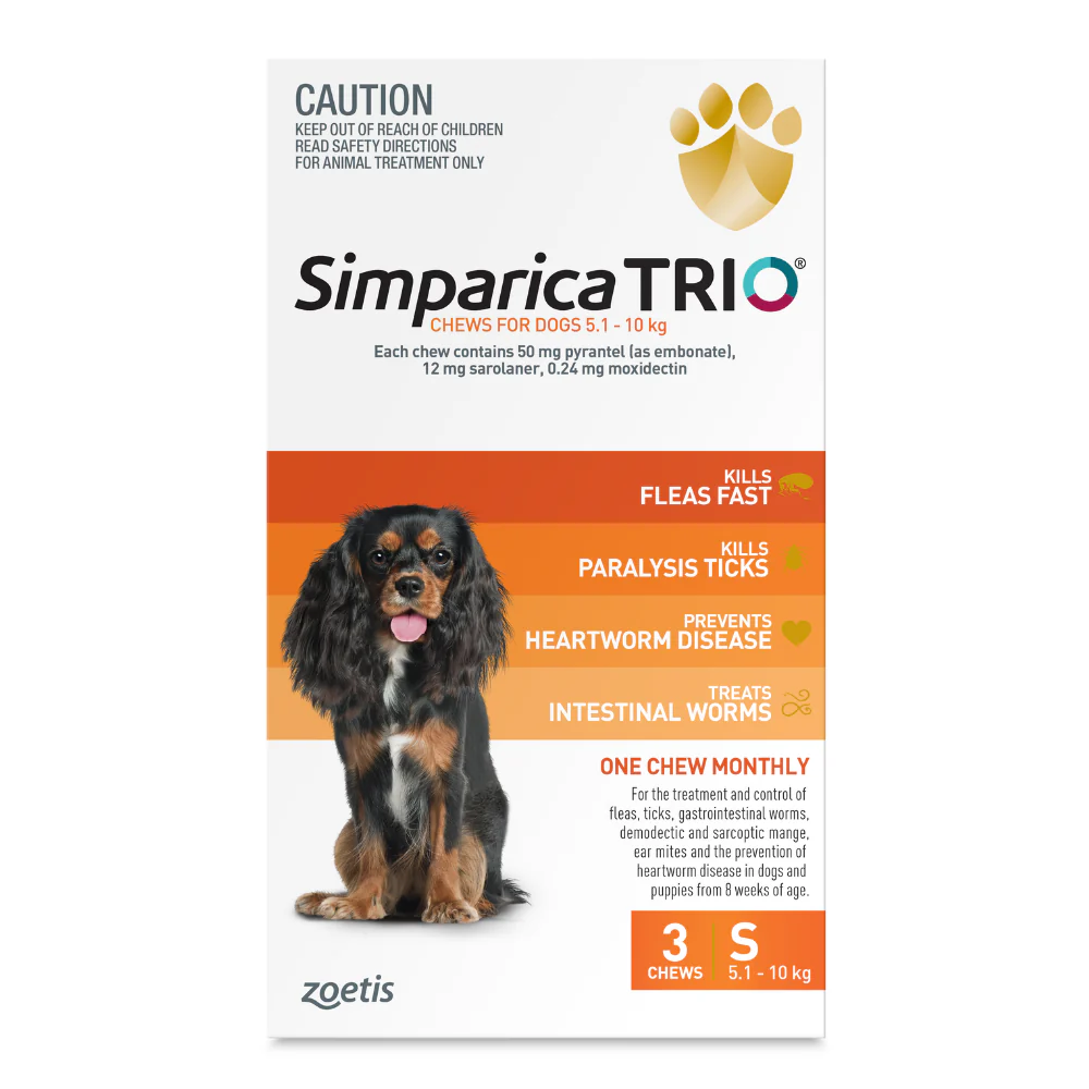 Simparica Trio 5.1 - 10 kg For Small Dog Health Orange