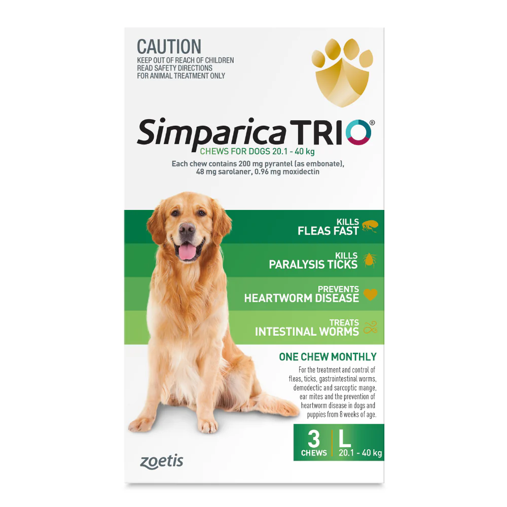 Simparica Trio 20.1 - 40 kg For Large Dog Health Green