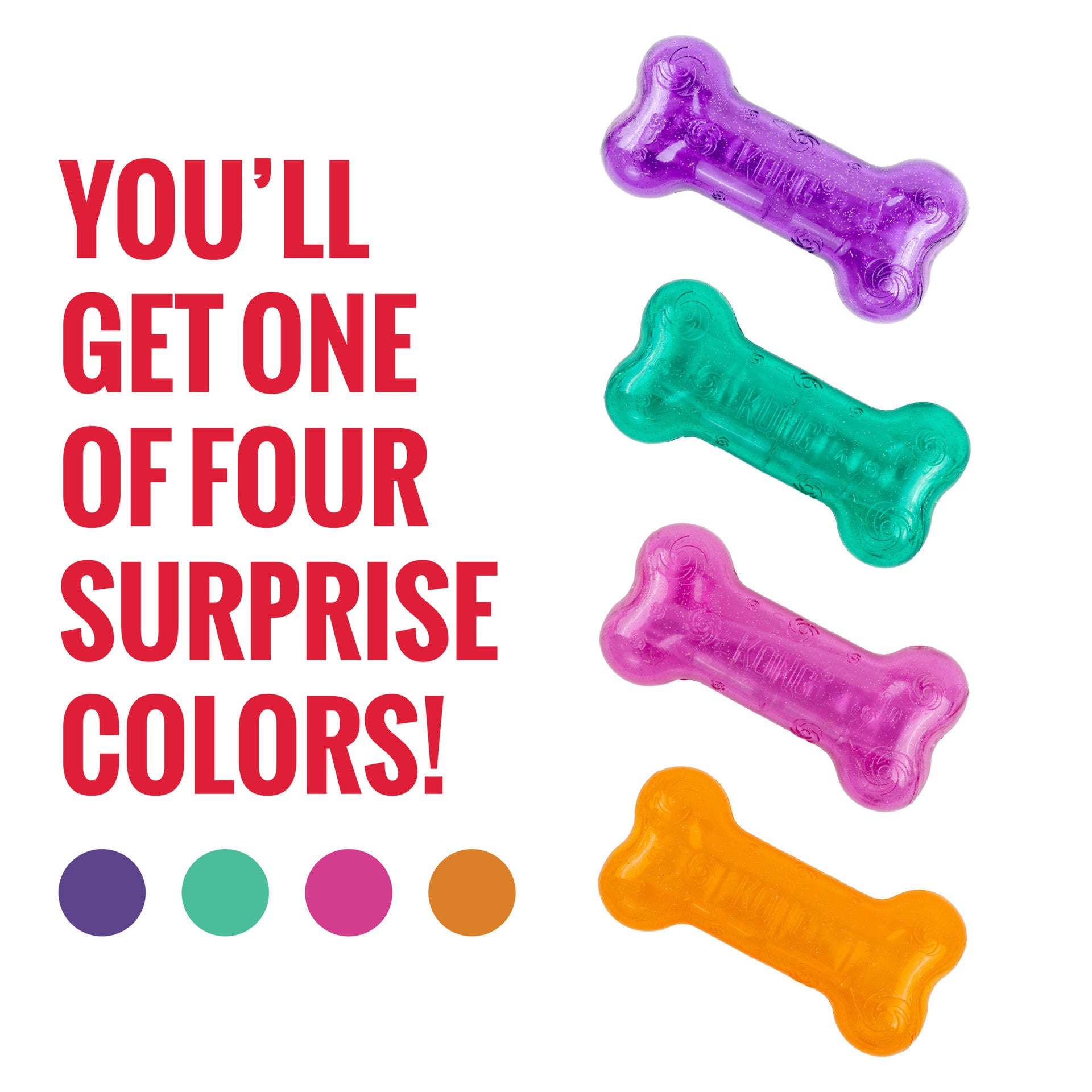 Kong Squeezz Crackle Bone Dog Toys - Assorted Colors