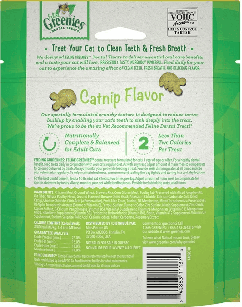 Greenies Feline Dental Chews - 130g CATNIP Flavor