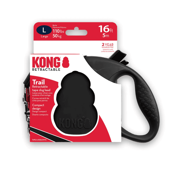 Kong Trail Retractable Dog Leash Black