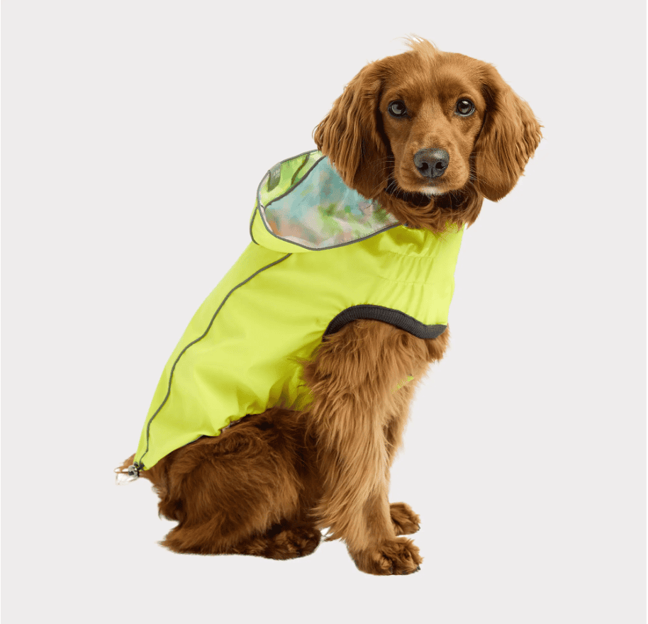GF Pet Elasto-Fit Reversible Raincoat - Neon Yellow/Soft Tie Dye (Medium)