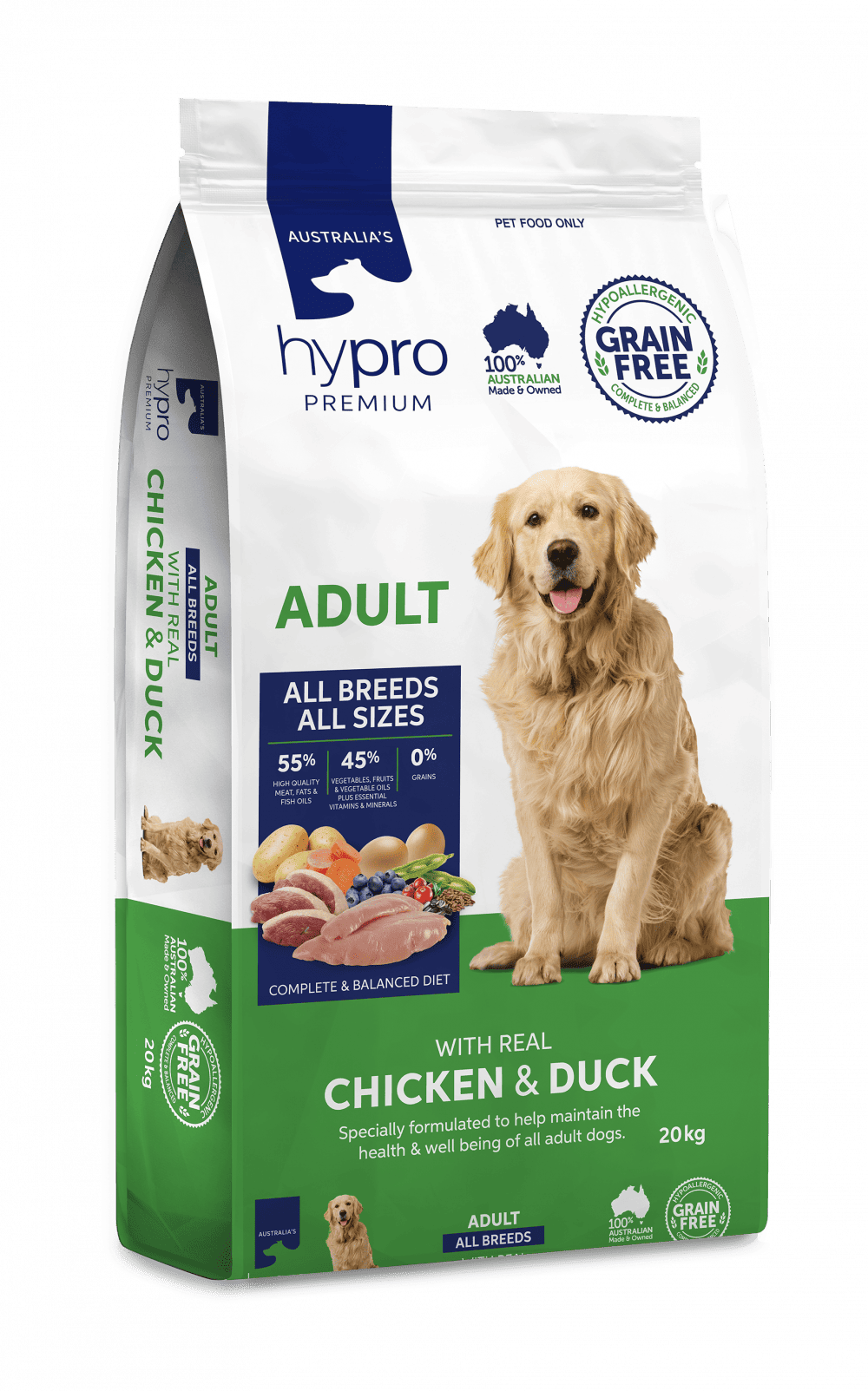 Hypro Premium Grain Free Chicken & Duck Adult Dog food 20Kg (Clearance)