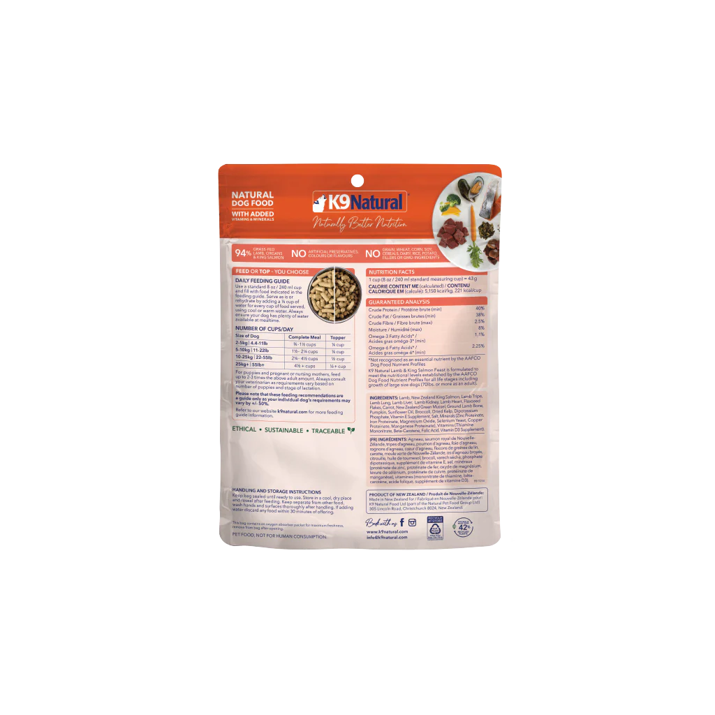 K9 Natural Lamb and King Salmon Feast Freeze-Dried Dog Food