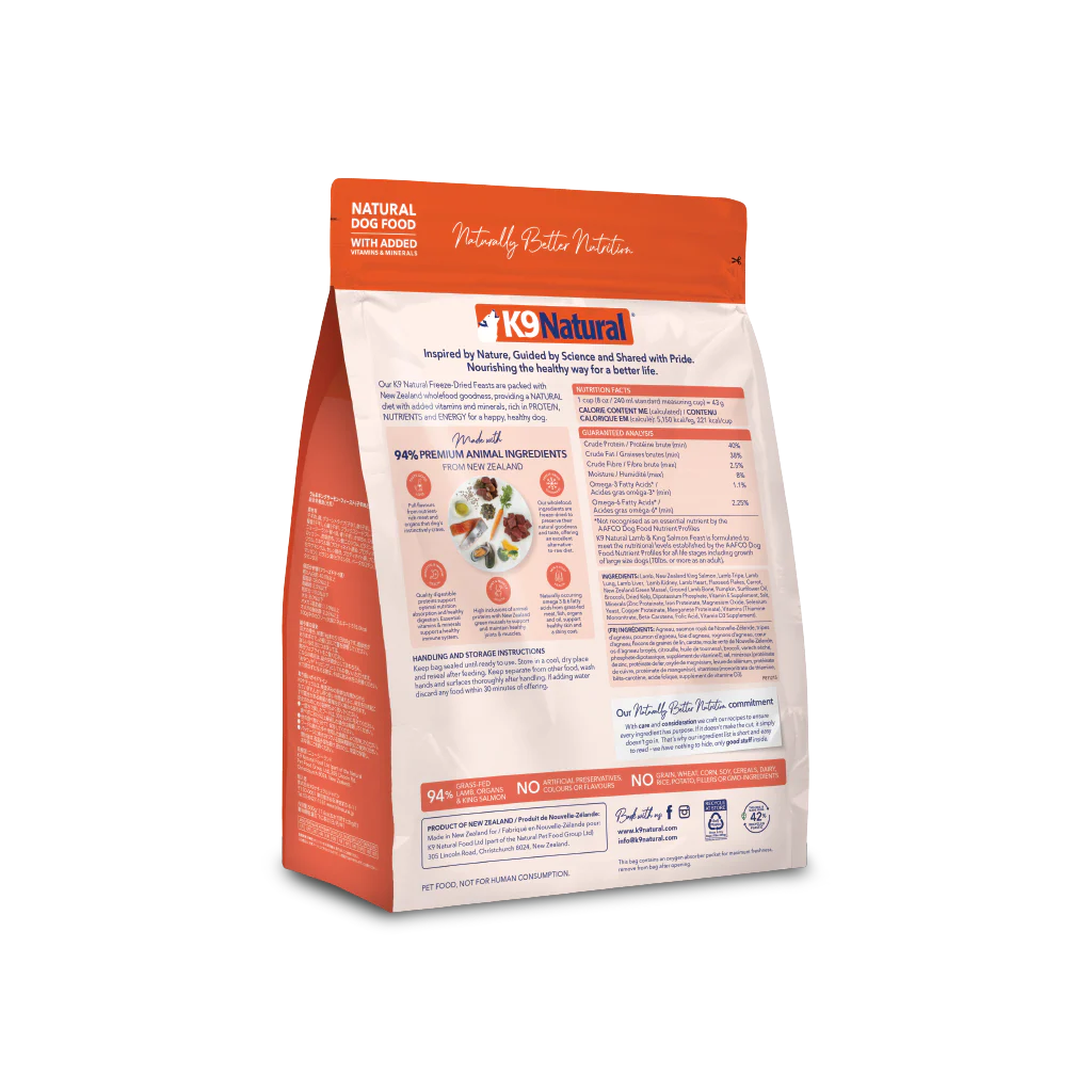 K9 Natural Lamb and King Salmon Feast Freeze-Dried Dog Food