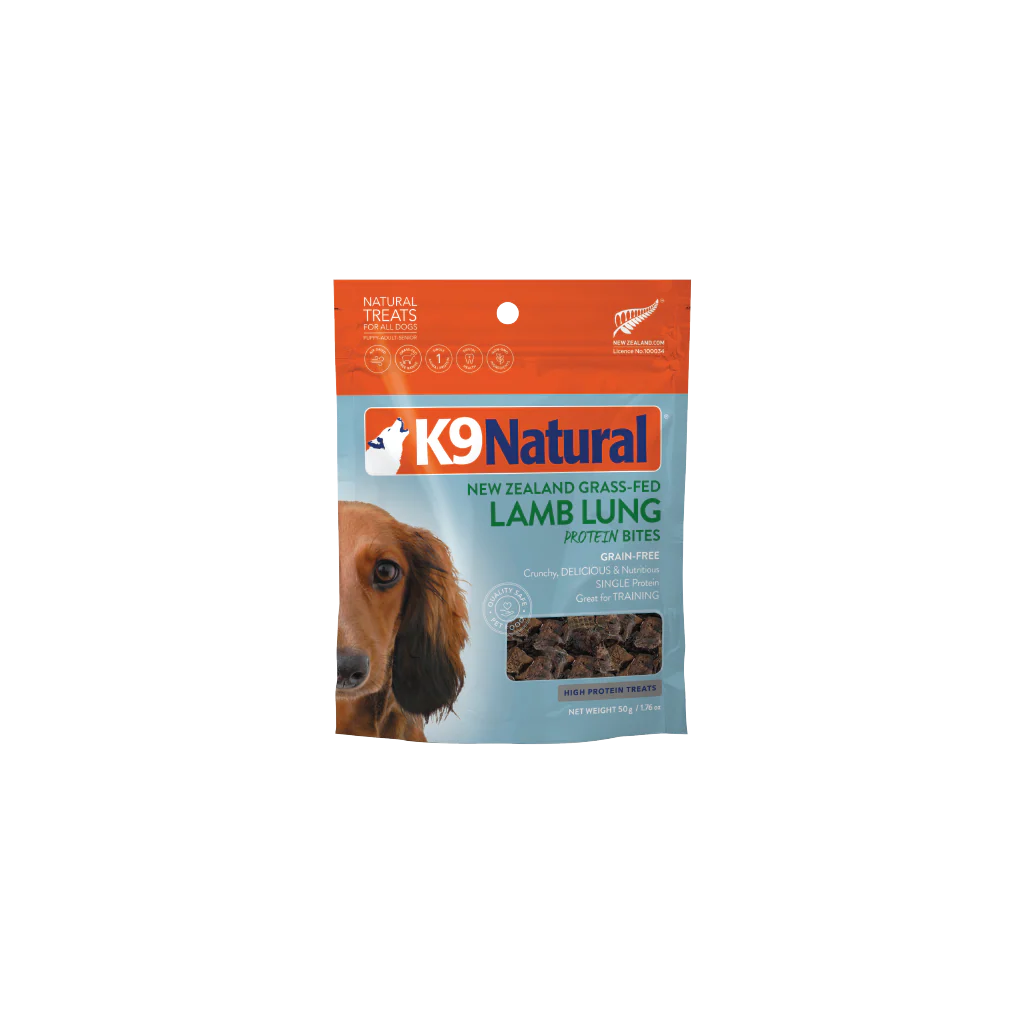 K9 Natural Grain Free Lamb Lung Protein Bites Dog Treats 50G