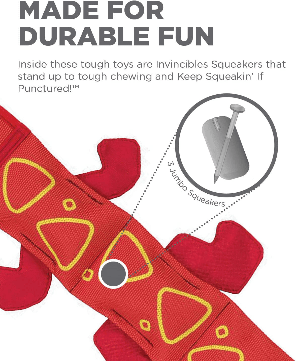 Outward Hound Dog Fire Biterz Lizard Squeaky Dog Toy - 3 Squeak