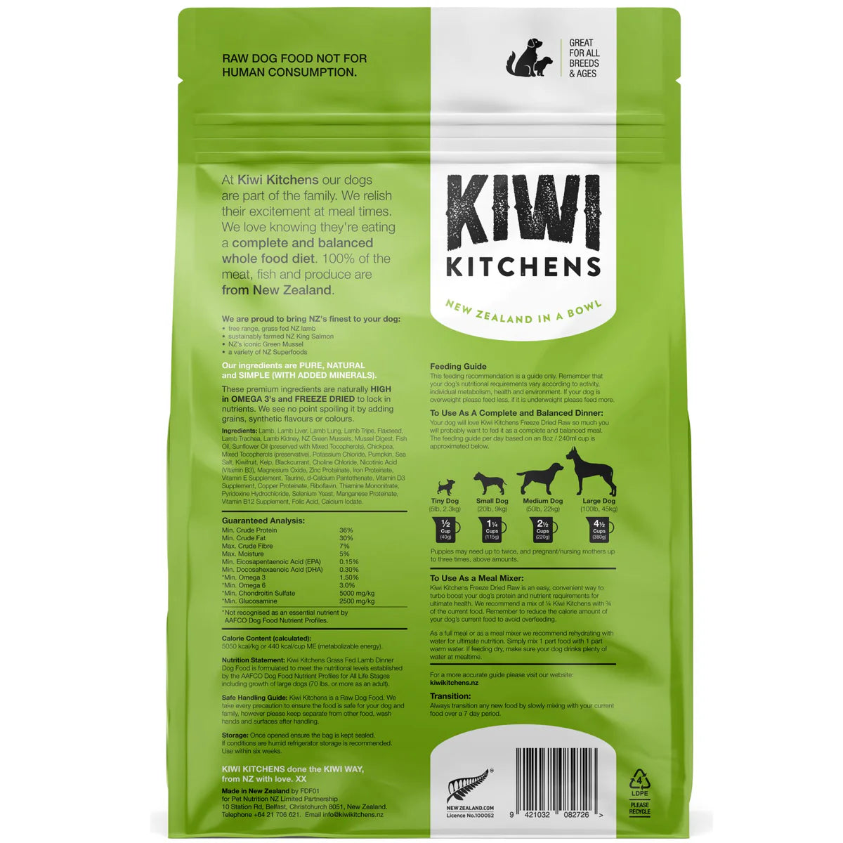 Kiwi Kitchens Freeze Dried Lamb Dinner Dog Food