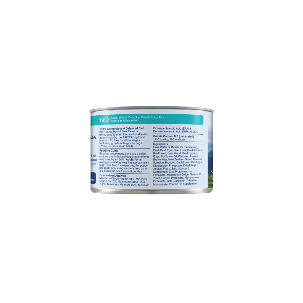 K9 Natural Hoki & Beef Feast Canned Dog Food