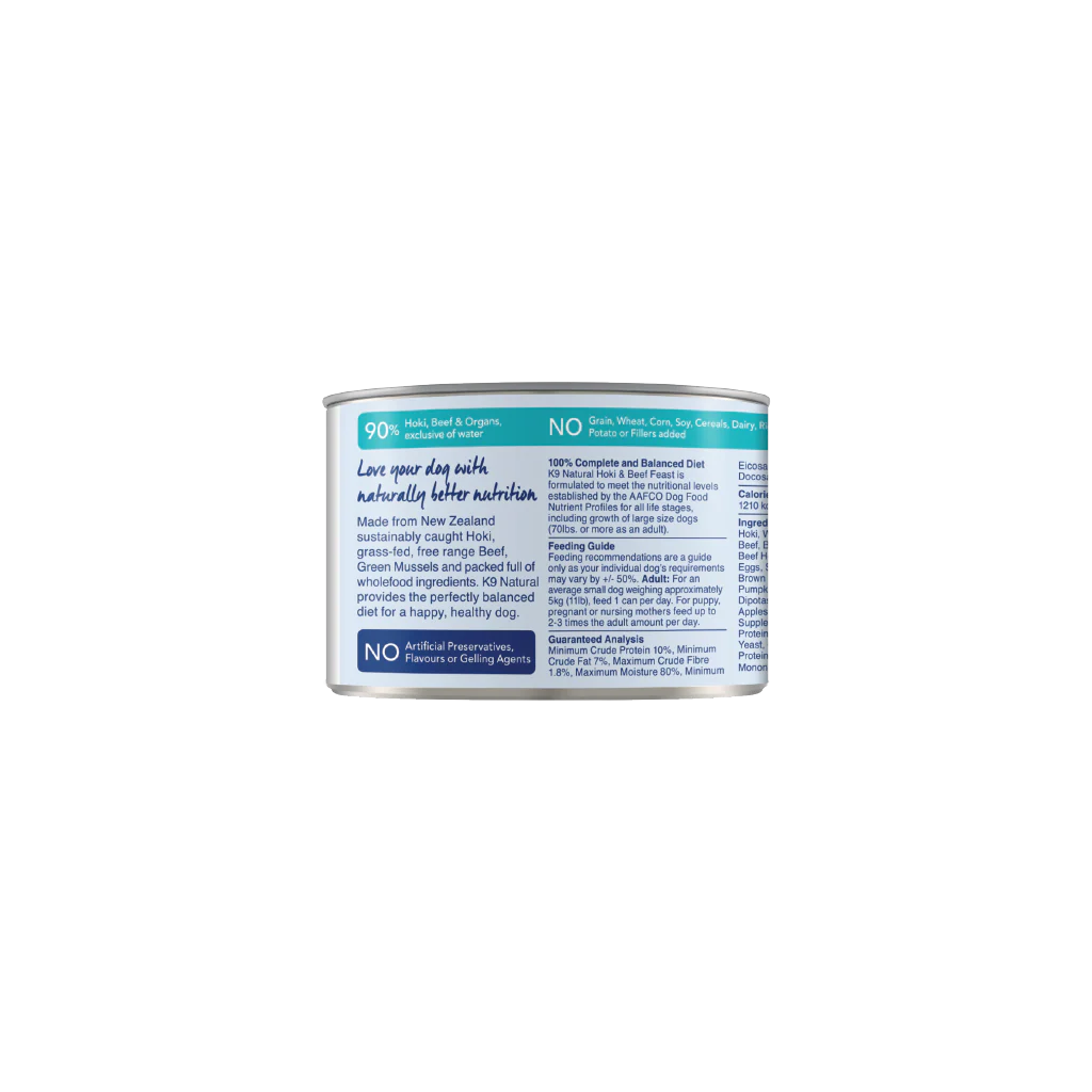 K9 Natural Hoki & Beef Feast Canned Dog Food