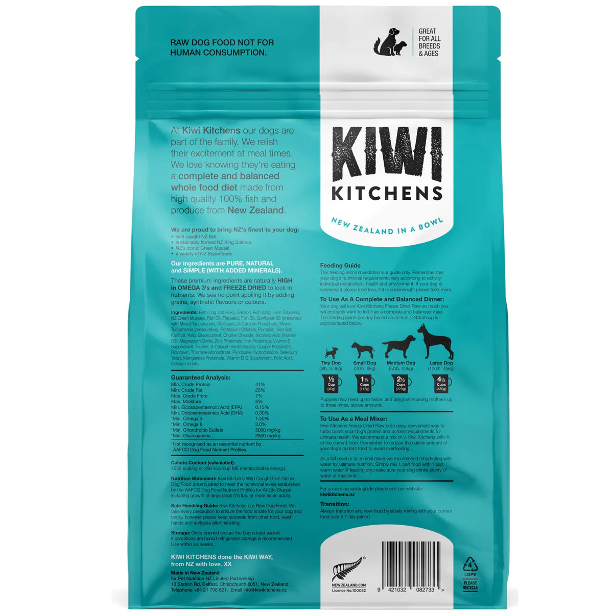 Kiwi Kitchens Freeze Dried White Fish Dinner Dog Food