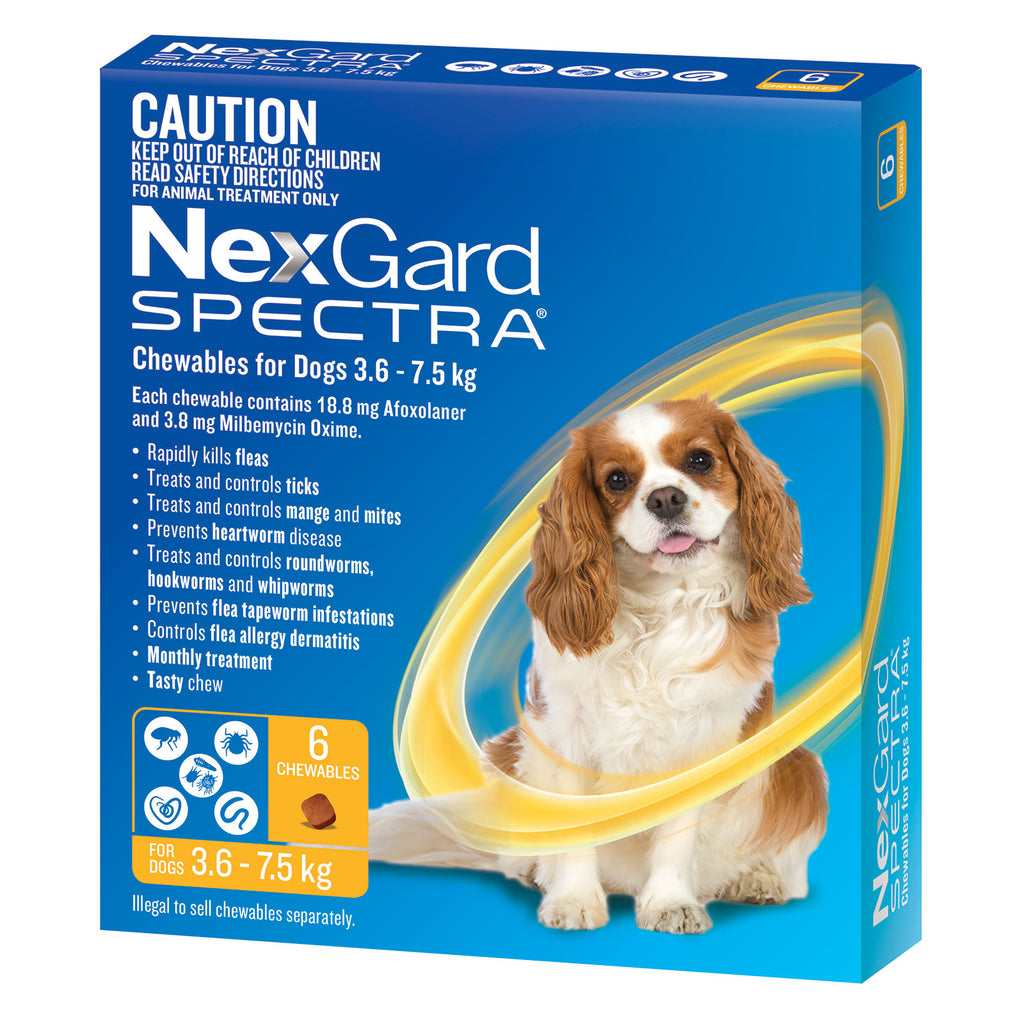NexGard Spectra Dog Small 3.6-7.5kg Yellow