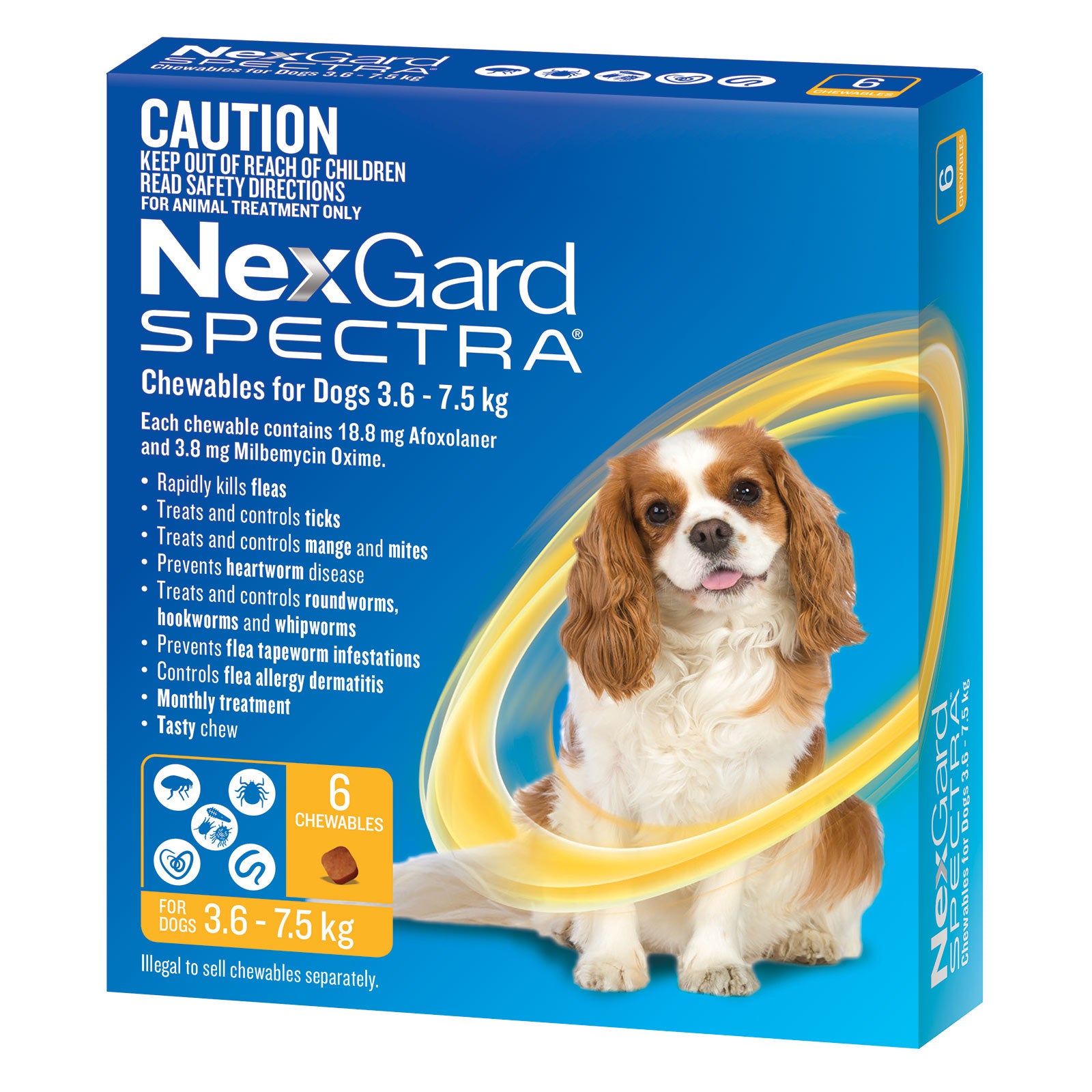 NexGard Spectra Dog Small 3.6-7.5kg Yellow