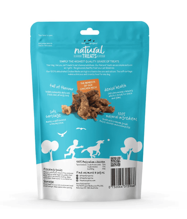 The Pet Project Chicken Neck Natural Treats 100g