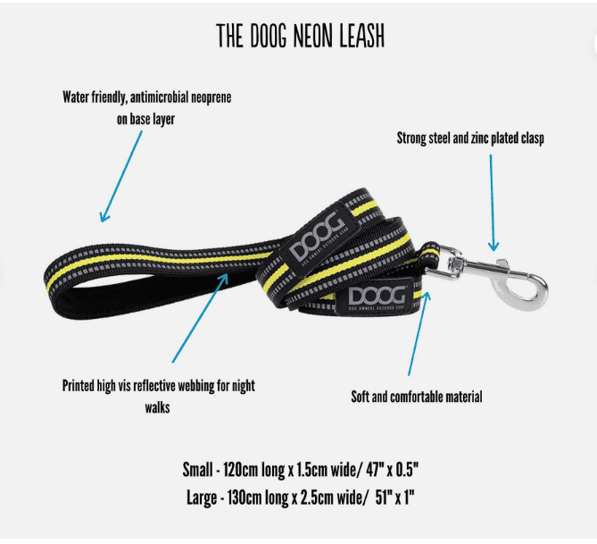 Doog Neoprene Dog Leash - Rin Tin Tin (Neon)