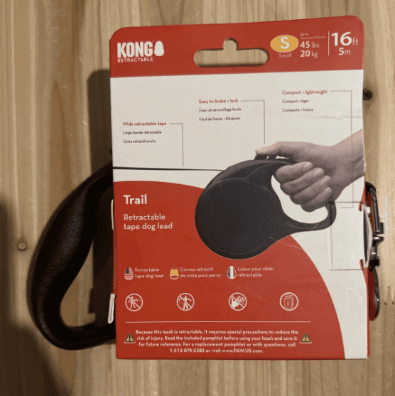 Kong Trail Retractable Dog Leash Black