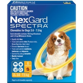 NexGard Spectra Dog Small 3.6-7.5kg Yellow