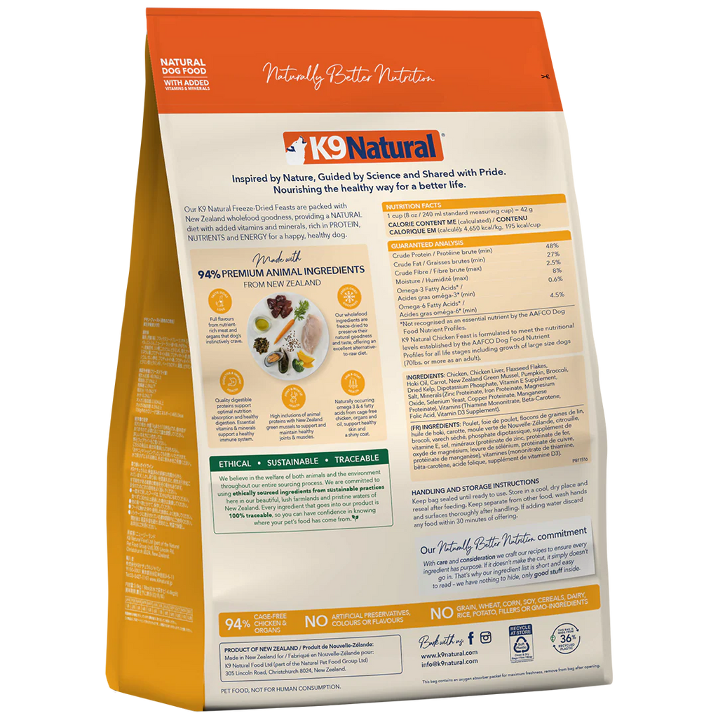 K9 Natural Chicken Feast Freeze-Dried Dog Food