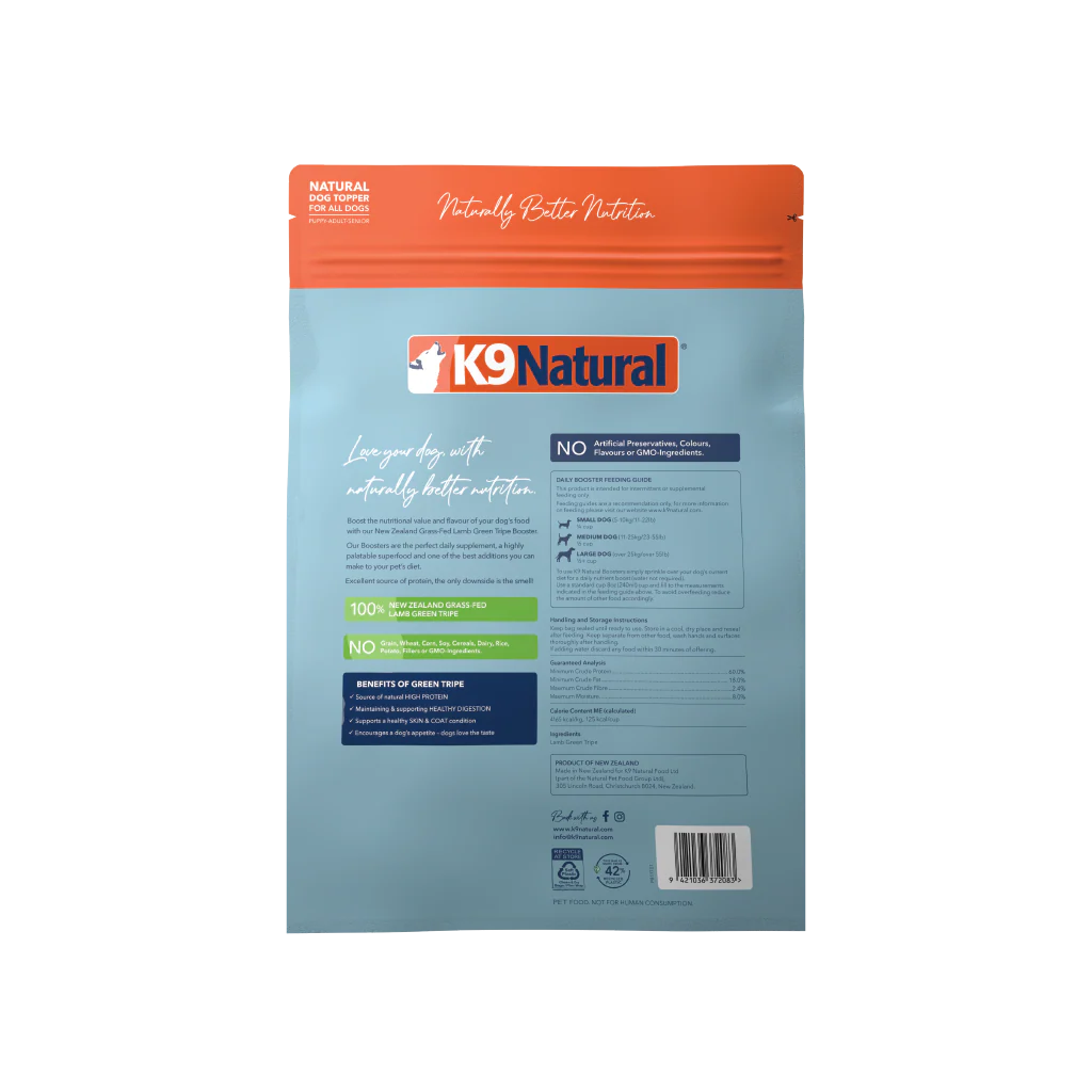 K9 Natural Lamb Green Tripe Freeze-Dried Booster Dog Food