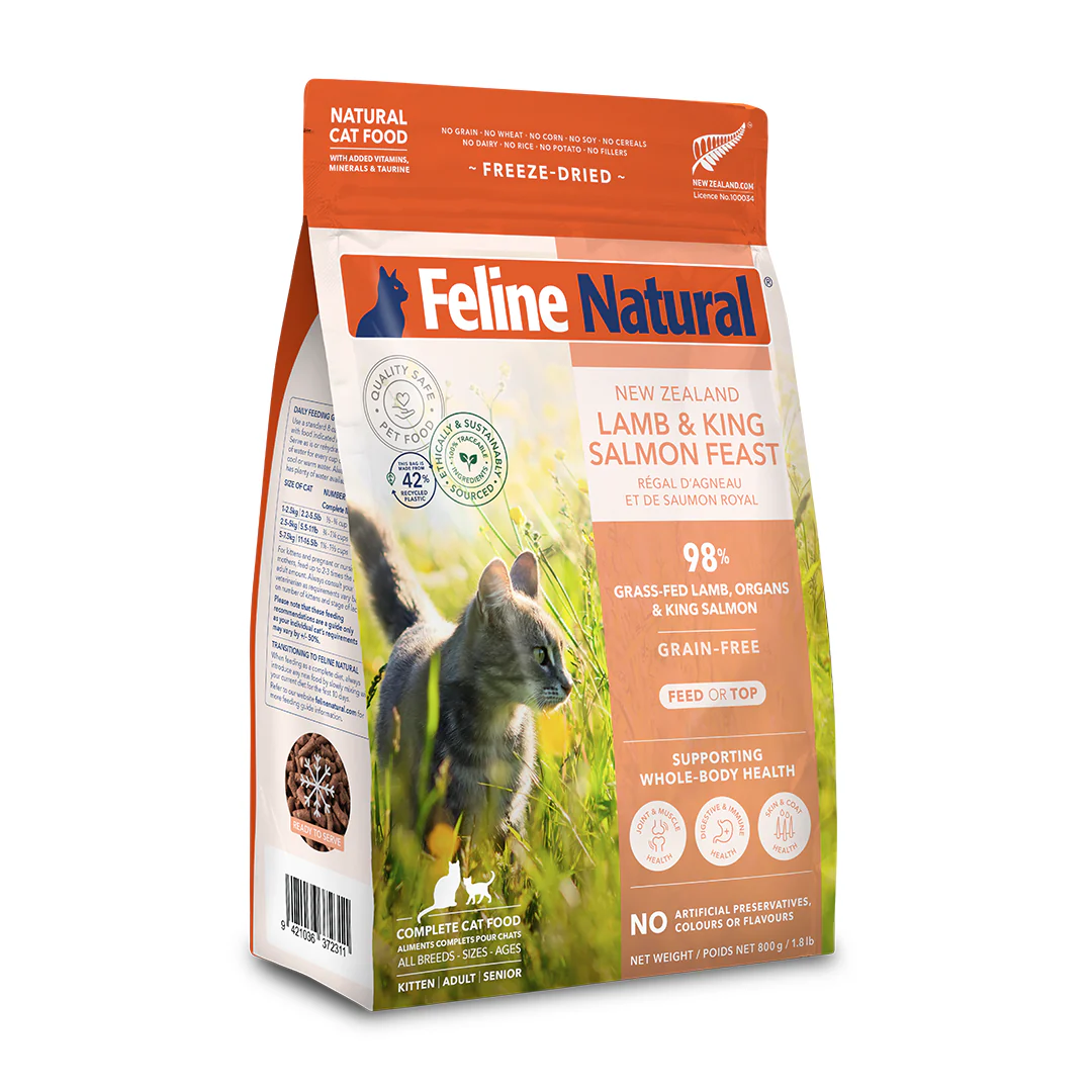 Feline Natural Lamb & King Salmon Feast Freeze-Dried Cat Food