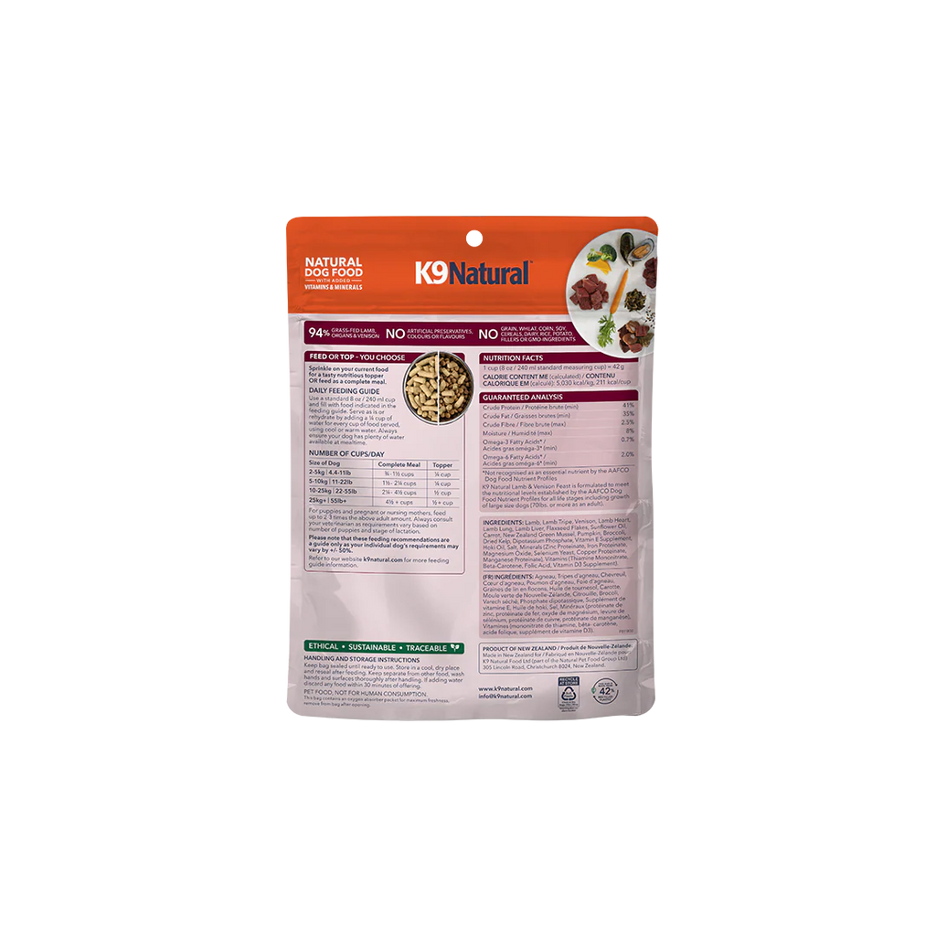 K9 Natural Lamb and Venison Feast Freeze-Dried Dog Food