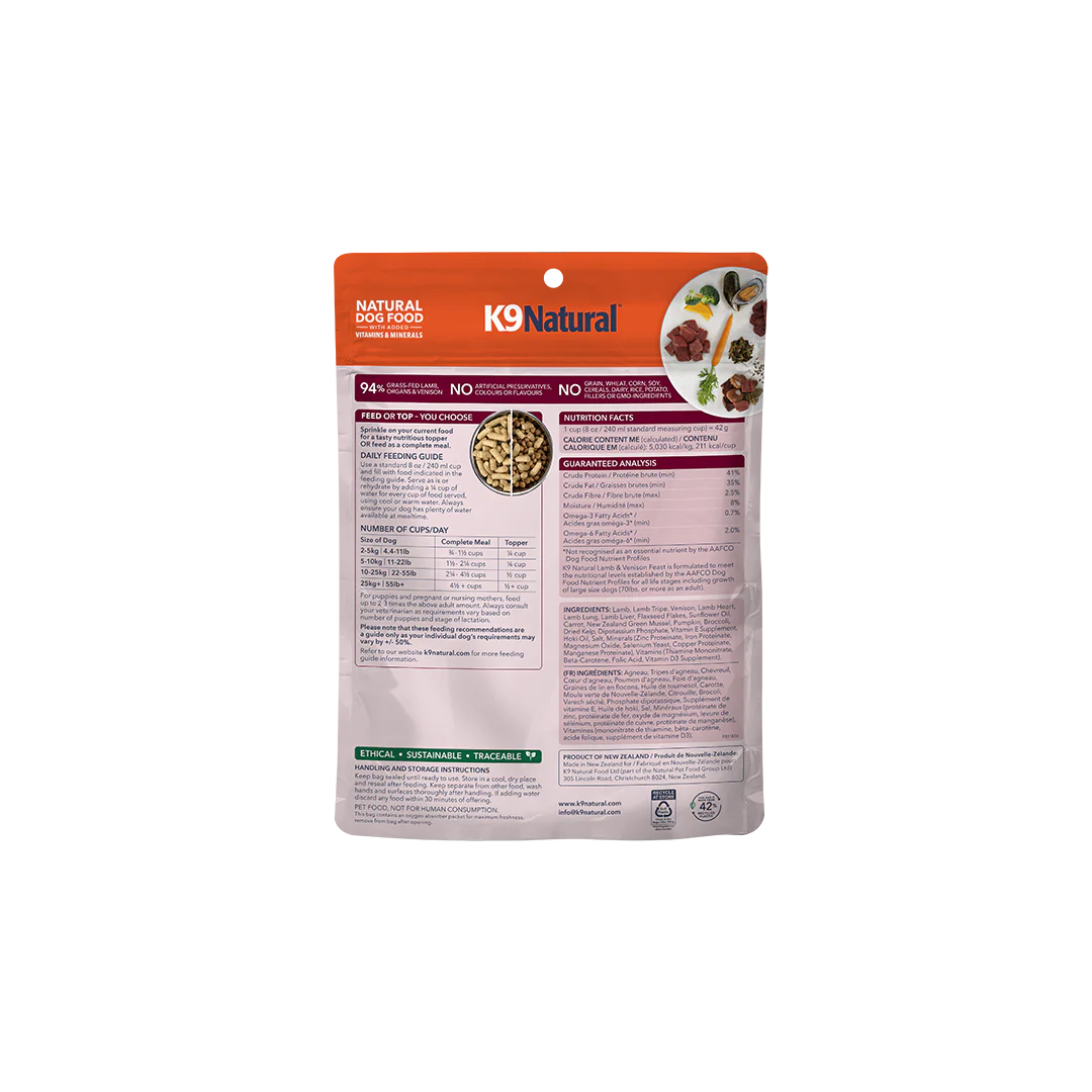 K9 Natural Lamb and Venison Feast Freeze-Dried Dog Food