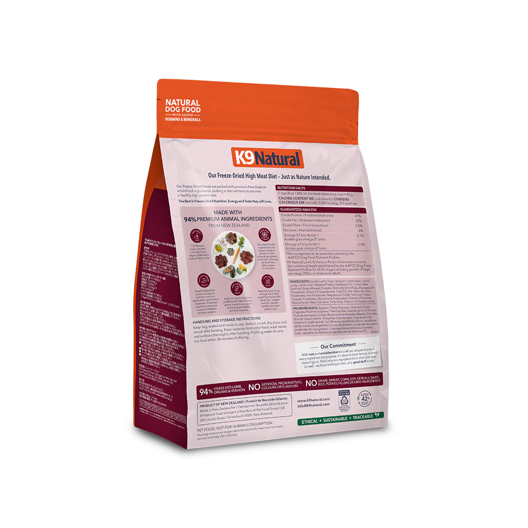 K9 Natural Lamb and Venison Feast Freeze-Dried Dog Food