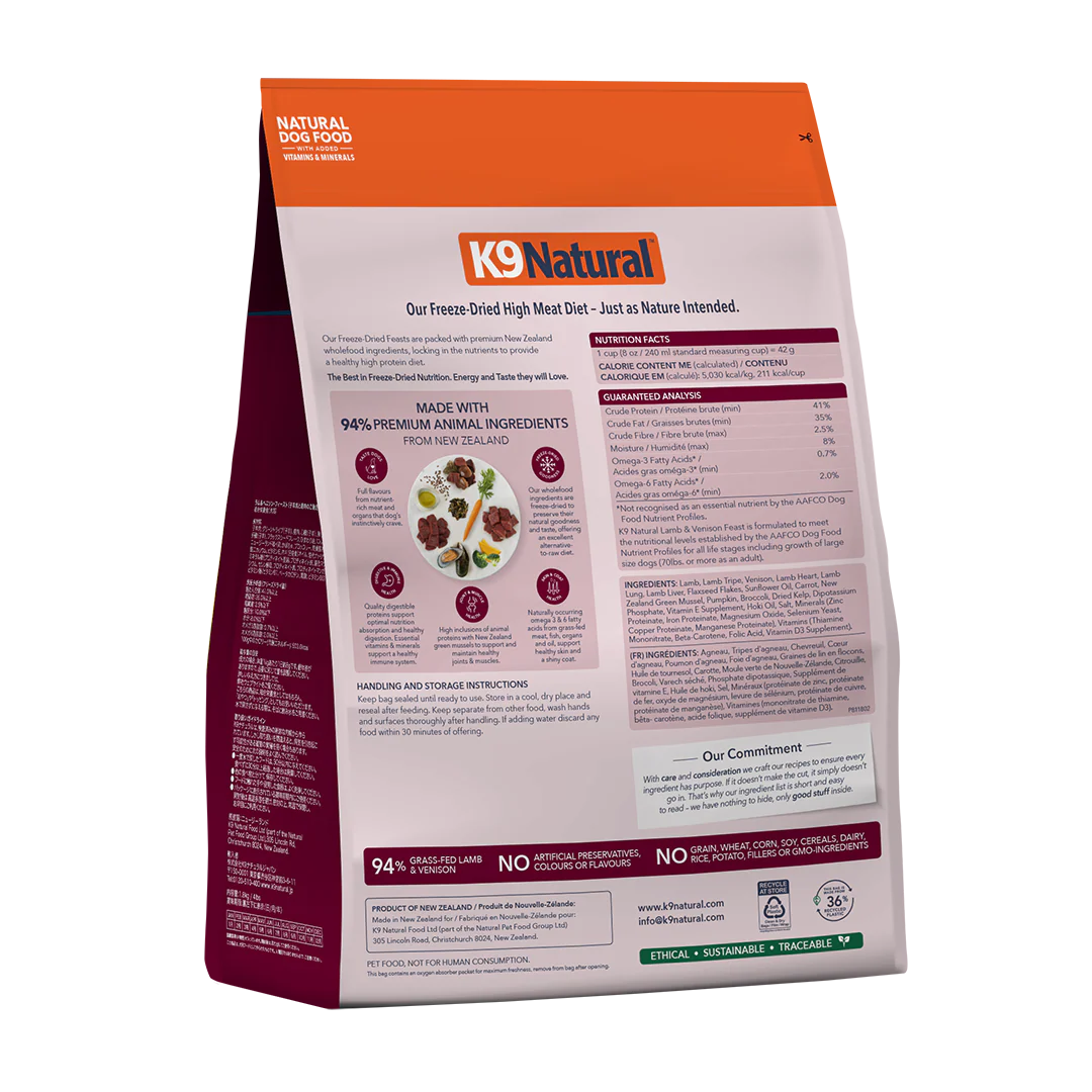 K9 Natural Lamb and Venison Feast Freeze-Dried Dog Food