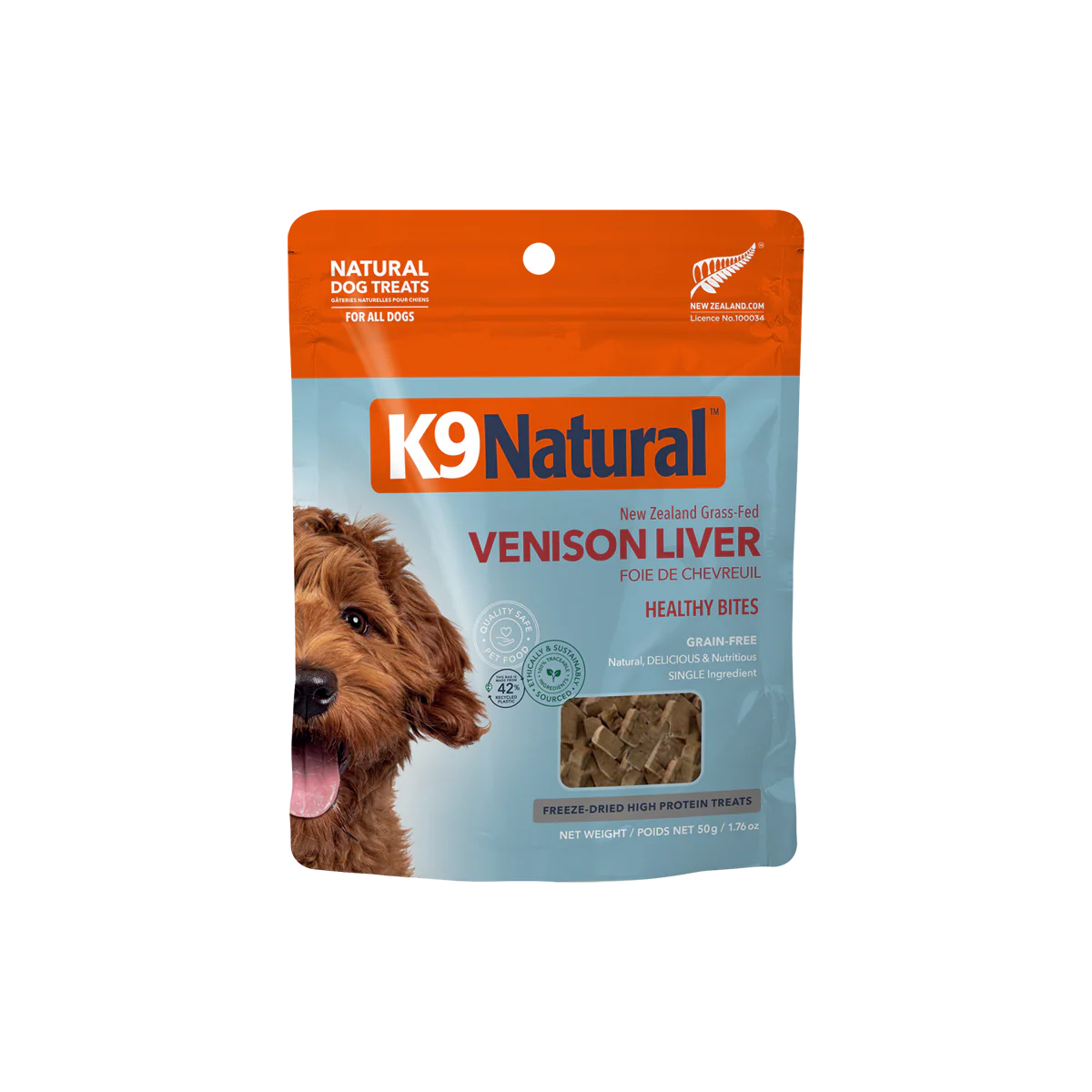 K9 Natural Grain Free Venison Liver Healthy Bites Dog Treats 50G