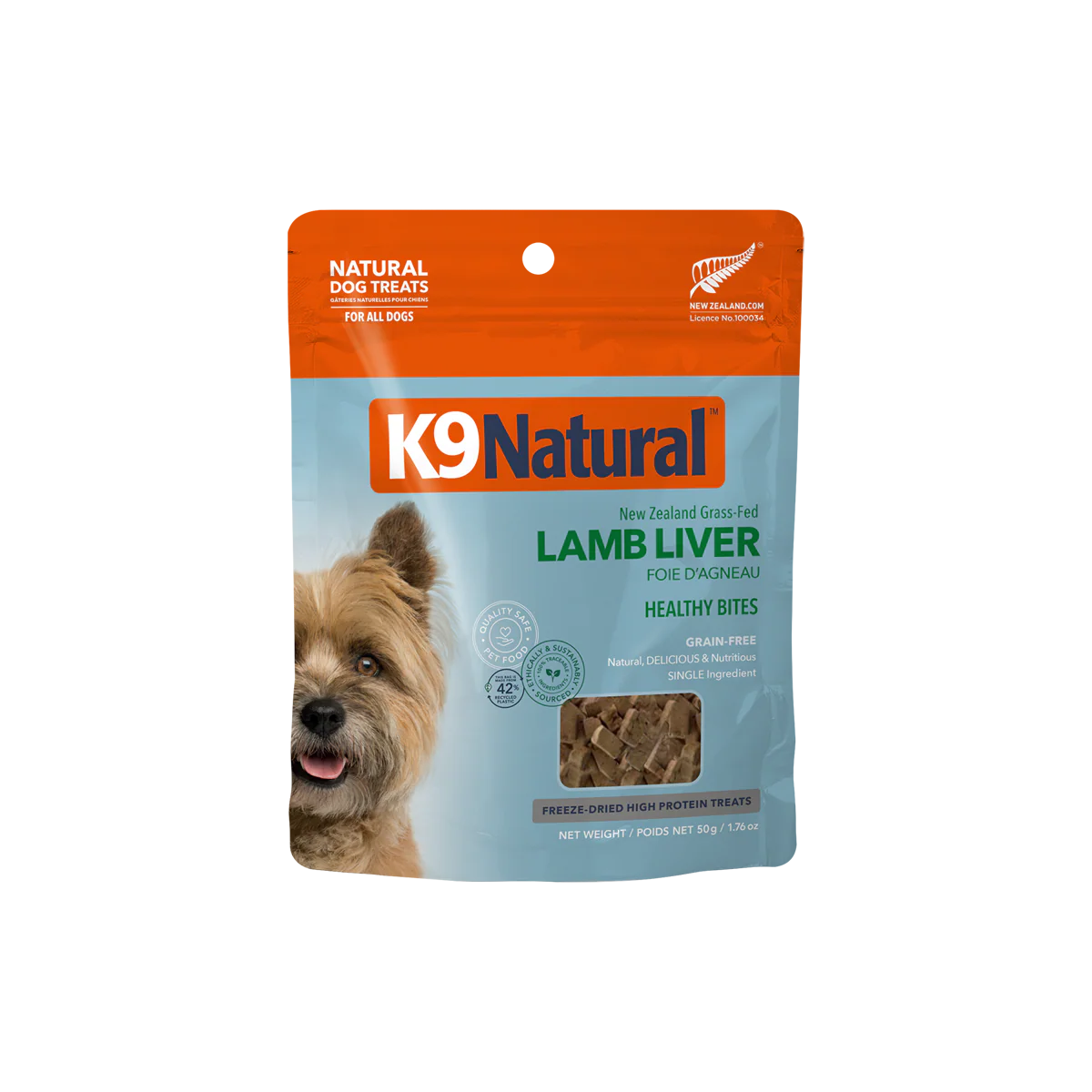 K9 Natural Grain Free Lamb Liver Bites Dog Treats 50G