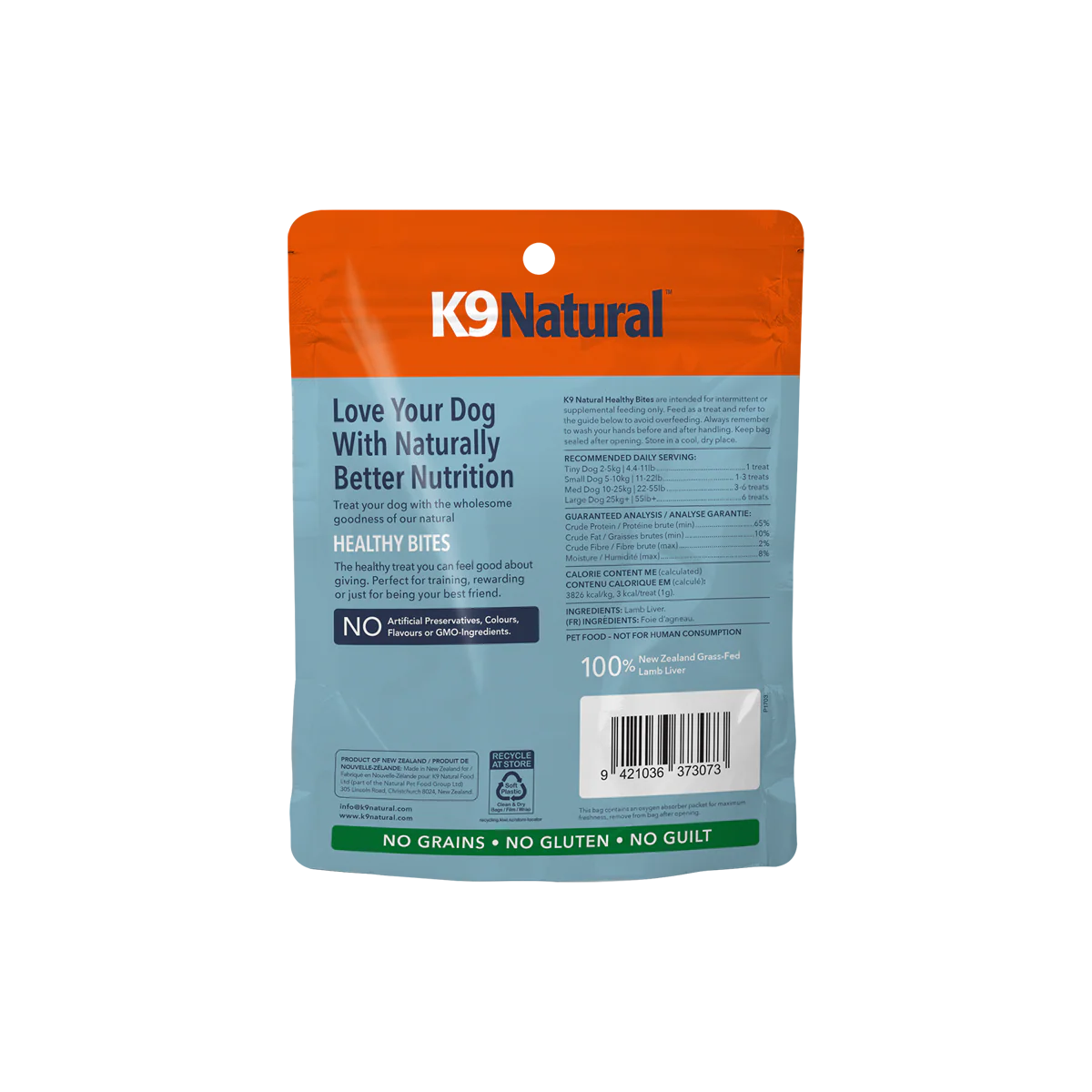 K9 Natural Grain Free Lamb Liver Bites Dog Treats 50G