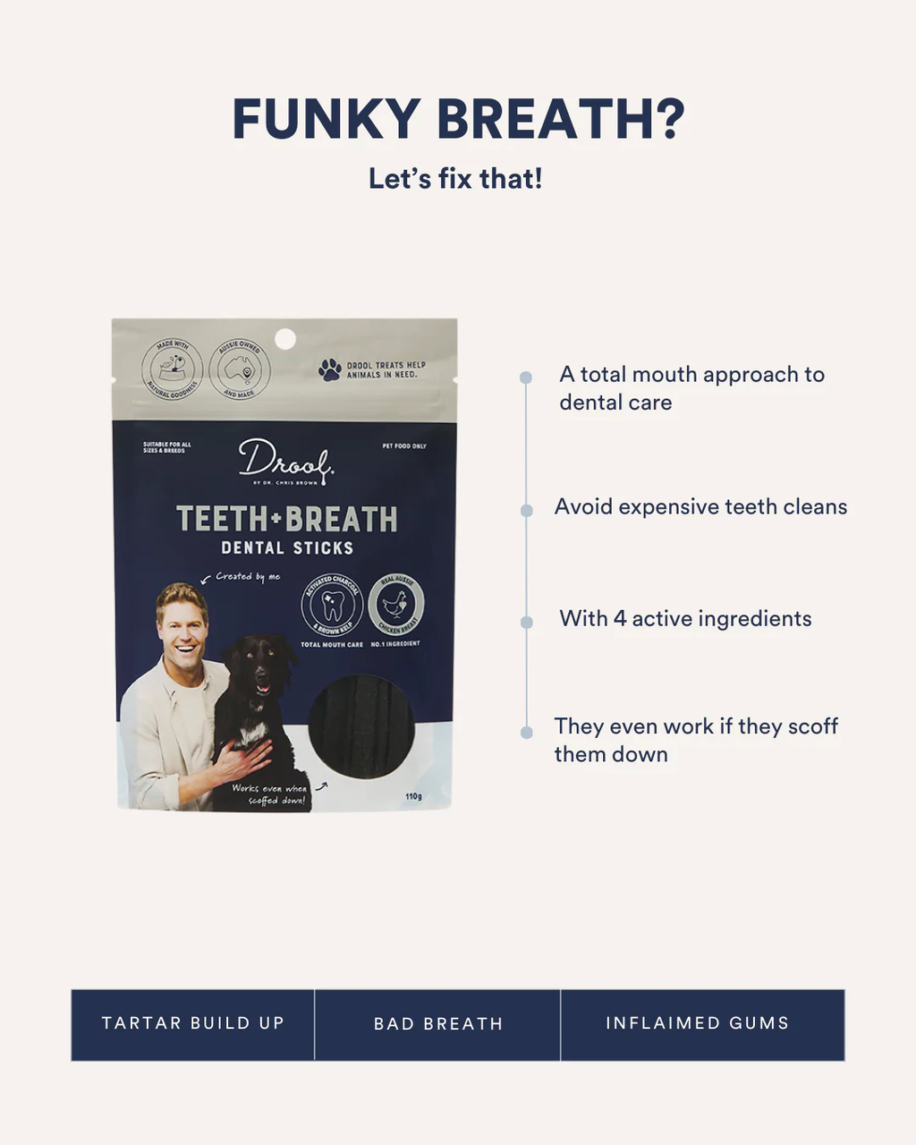 Drool Teeth and Breath Dog Stick 110g