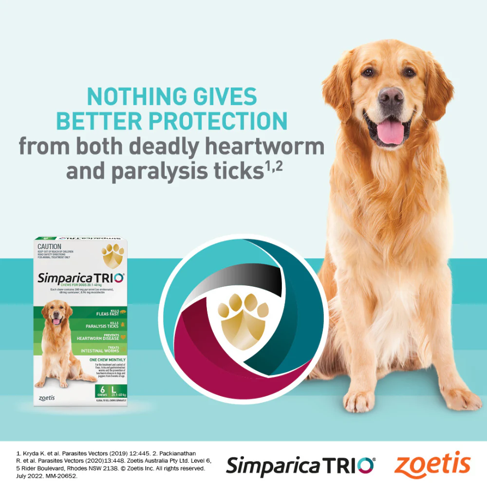 Simparica Trio 20.1 - 40 kg For Large Dog Health Green