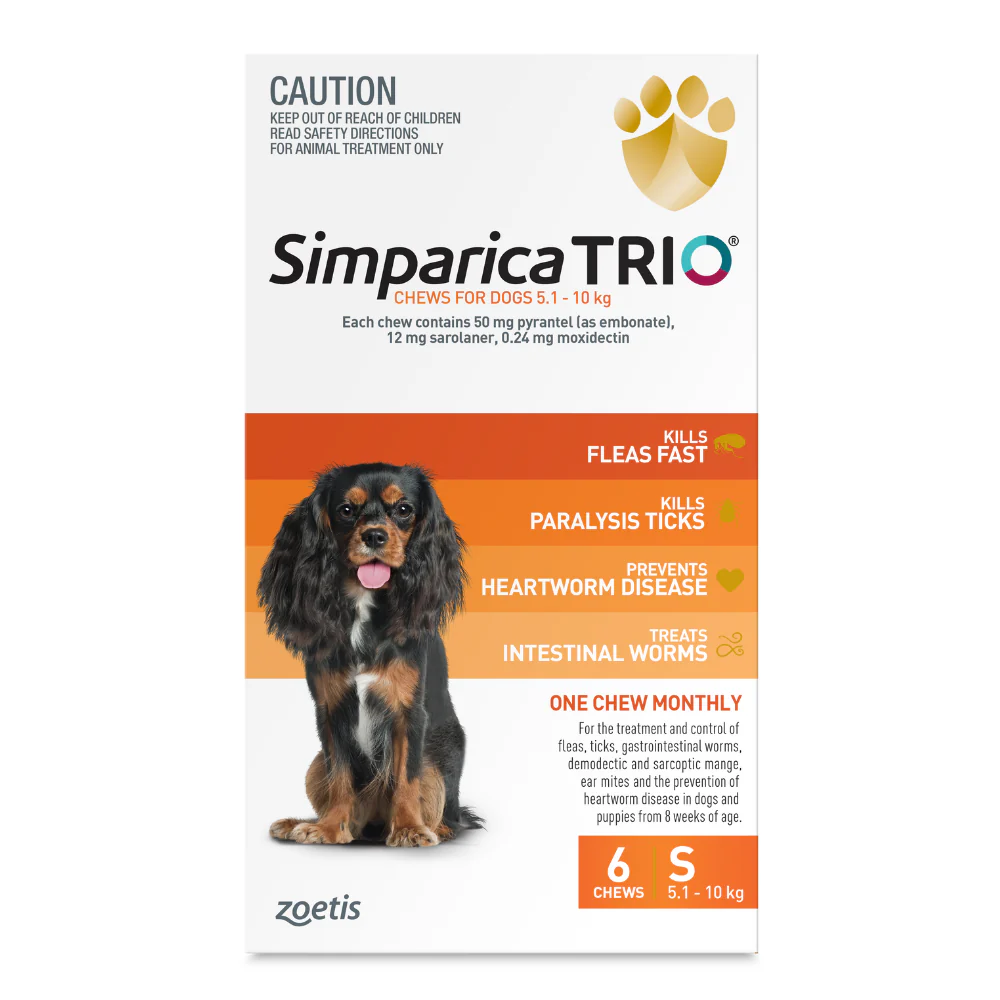 Simparica Trio 5.1 - 10 kg For Small Dog Health Orange