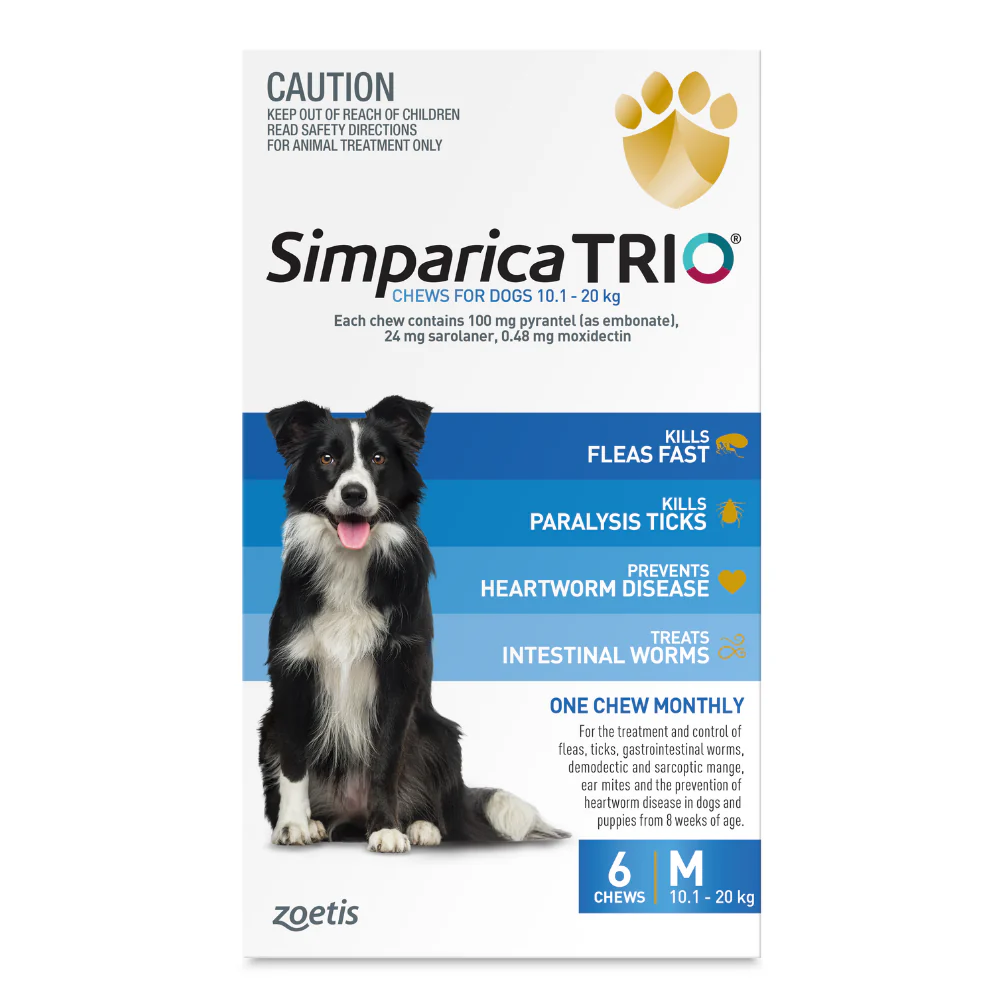 Simparica Trio 10.1 - 20 kg For Medium Dog Health Blue